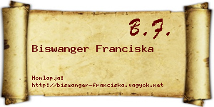 Biswanger Franciska névjegykártya
